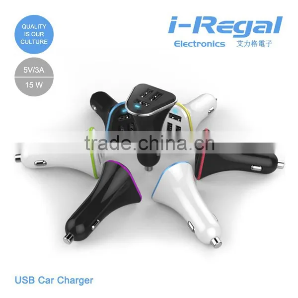3-USB Ports Car Charger With Highlight Fireproofing Housing photo-2