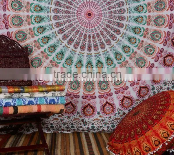 Indian Mandala Hippie Bohemian Wall Decoraiton Cotton Ethnic Wall Hangings Tapestry photo-3