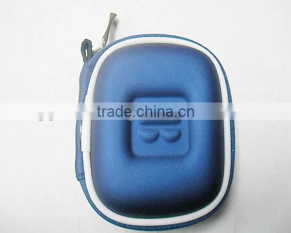 GC--Supply Blue pu Cover Jersey Lining Embossed Logo Cute Headphone Eva Pouch photo-2