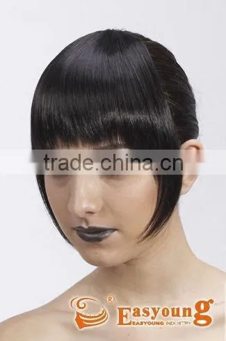 Black Hairpiece Fringe, Synthetic Hair Clip on Bang Hair Pieces photo-2