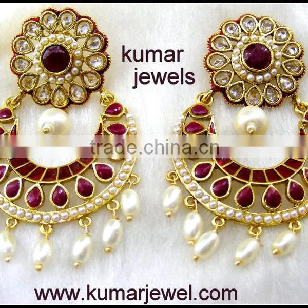 Polki Red Earring