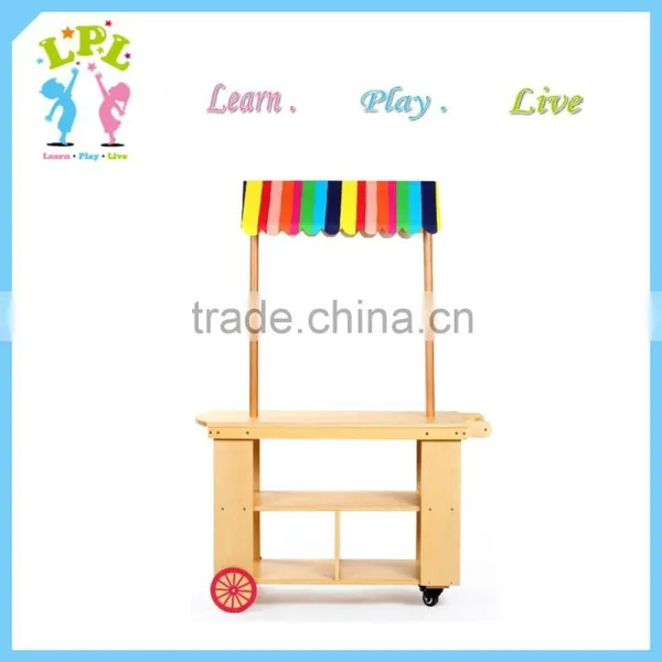 Wholesale High Quality Mobile Wooden Toys Vending Cart for Kids photo-2