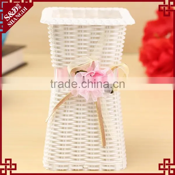 Home or Wedding Used Plastic Wicker Handcraft Artificial Flower Basket Decoration photo-3