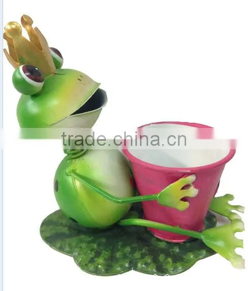 Garden Decoration Sitting Frog Metal Frog Garden Art Metal Garden Decoration Gerden Decor Stakes Metal Frog With Frlower Pot photo-5