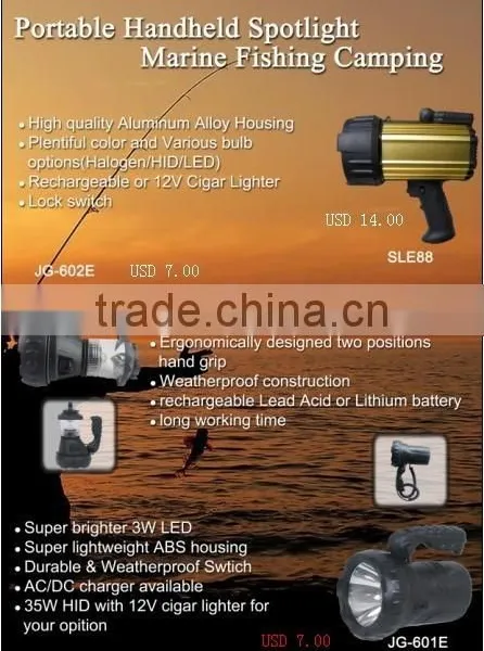 Gz Portable Outdoor Search Light Top Sale Fighing Tool Marine Remote Searchlight Cree 3W , Rechargeable 3.7v 3Ah Lithium photo-3