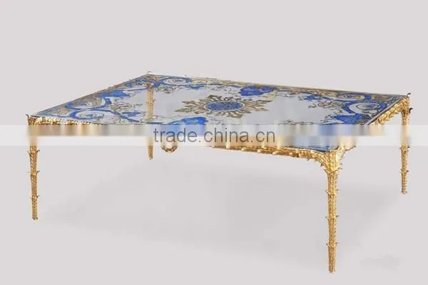 Exquisite Seasell Mosaic Inlay Oval Shaped Tea Table, Classical Living Room Coffee Table, Hand Painted Wooden Decor Coffee Table photo-4