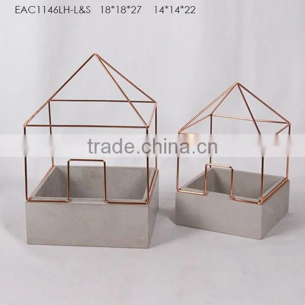 Square Concrete Hanging House Like Flower Pot Succulent Pot photo-2