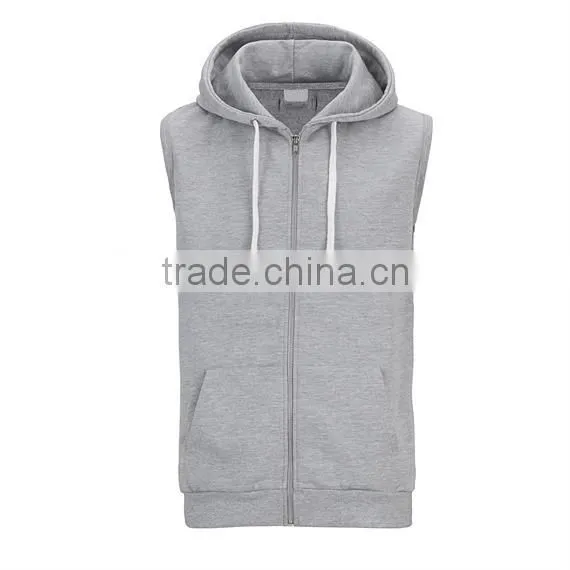 no Name Hoodies Plain Black Hoodies 80% Ringspun Cotton 20% Polyester Full Zip Sleevless Bodybuilding Hoodies photo-6