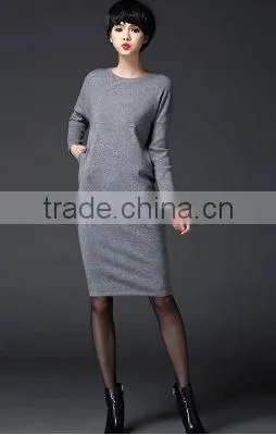 2016 Women Autumn Midi Long Sweater Knitted Wear Wrap Long Sleeve Slim Thin Pullover Skirts photo-4