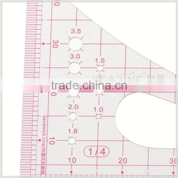 Kearing Brand1.2mmn Thick Sandwich Line Printing 1/4 Plastic Scale Ruler for Fashion Design Garment Measurement #8514 photo-3