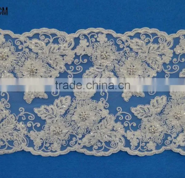 2017 Fancy George Lace Indian Embroidered Beaded Lace Trim Border photo-2
