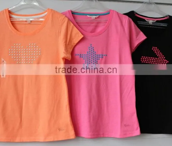 Cheap Lady Strass Print Short Sleeve T-shirt With O-neck