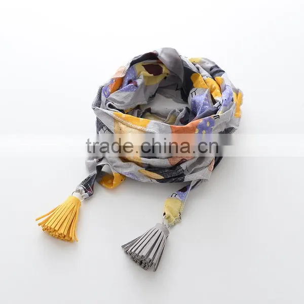 Cute Winter Warm Cotton Children Trangular Tassel Scarf photo-2