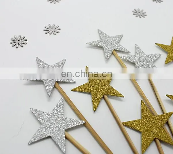 Colorful Stars Cupcake Topper Birthday Party Wedding Cake Decorations photo-5