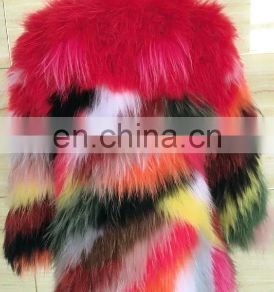 Hot-sale Real Raccoon Fur Colorful Jacket Winter for Women photo-2