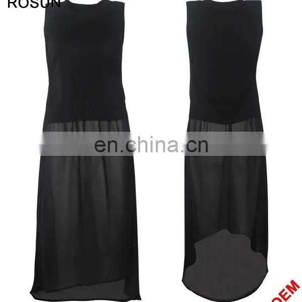 Knitwear Manufacturer Cashmere Wool Sweater Splicing Chiffon Long Frog Dress photo-3
