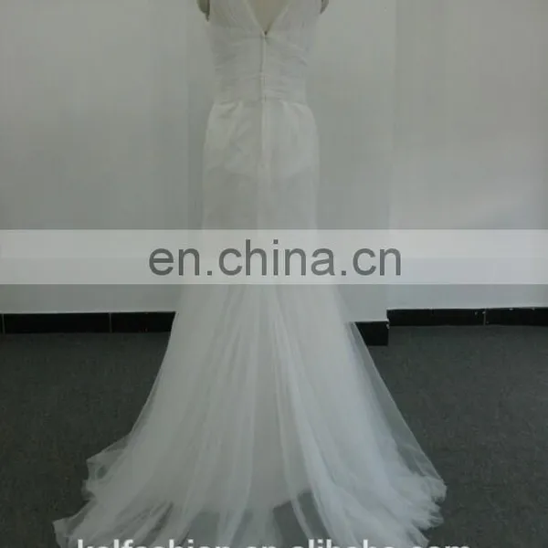EBX-3 V-neck Simple Designs Wedding Dress photo-2