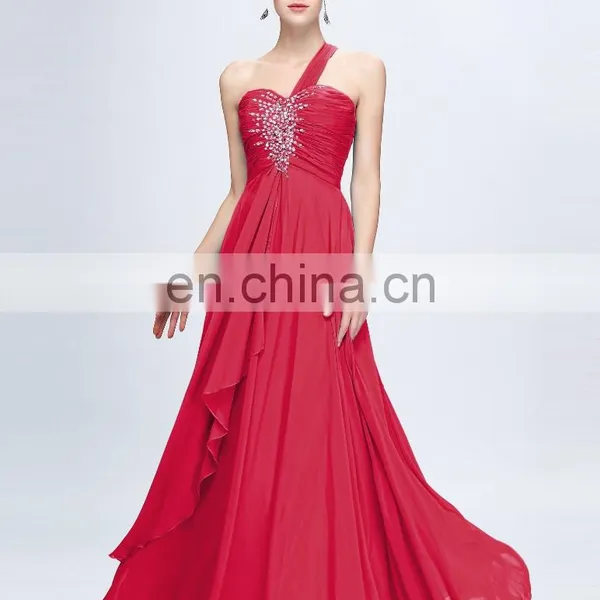 Grace Karin Hot Sale Chiffon Long Chiffon Beaded One Shoulder Evening Dress CL3120-4 photo-2