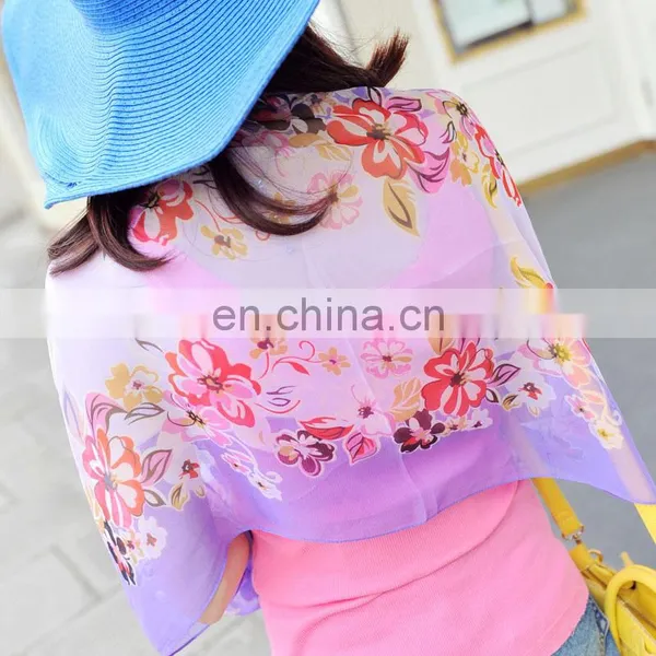 2015 Fashion Design Polyester Chiffon Summer Car Raglan Sleeves Scarfs(PP620CL-P) photo-2