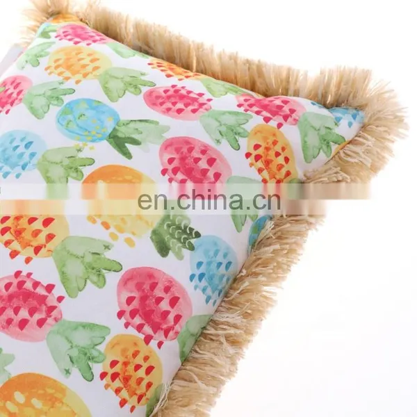 Watercolor Fruit Pineapple Decorative Pillow Cases Spun-Spun Square Cushion Covers for Home Sofa Couch photo-6