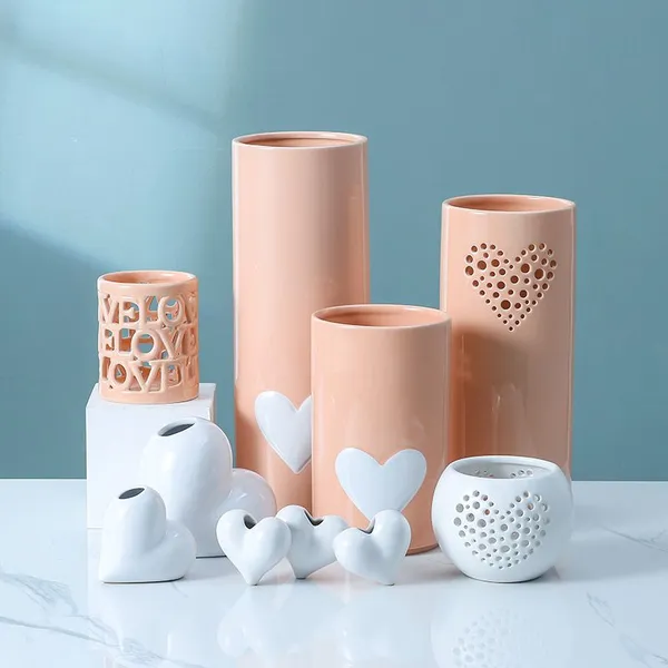 Heart-Shaped Small Creative Ceramic Vase Soft Candelabrum Decoration For Living Room photo-3