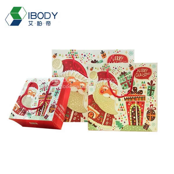 Custom White Cardboard Christmas Bag Printing Luxury Eco-friendly Handle Art Cardboard Gift Shopping Paper Bag photo-3
