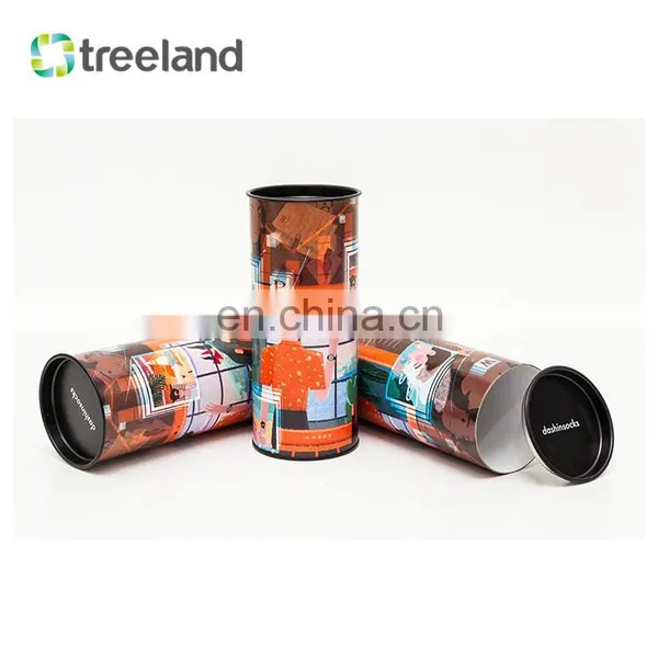 Custom Socks T-shirt Underwear Packaging Round Paper Can With Tin Bottom and Tin Plug Bio-friendly Clothing Packaging photo-3