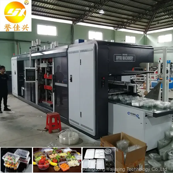 JY820-650 Three Station High Speed Tableware Tray Lunch Box Lid Making Thermoforming Machine photo-3