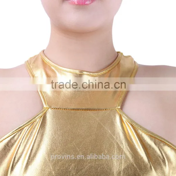 Sexy Jazz Dance Costumes, Metallic Nylon/Spandex Crop Tops photo-6