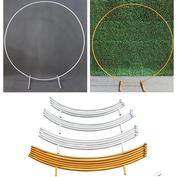 Golden White Circle Balloon Arch Kit Frame Round Flower Balloon Arch Stand for Wedding Birthday Party Baby Shower Decoration photo-4