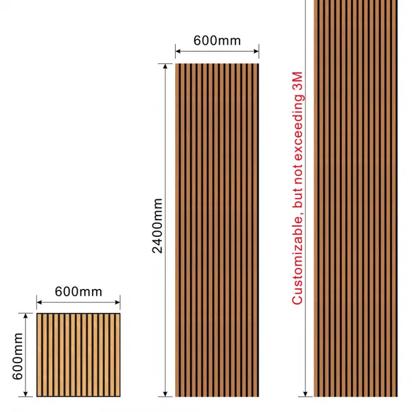 Acoustic Wooden Oak Walnut Slatted Board Panel Black/White Felt Back MDF Core Panel photo-5