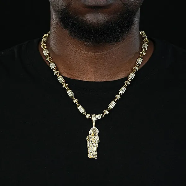 Shining Star Jewelry Men's Solid Silver St Jude San Judas Tadeo Iced Pendant photo-4