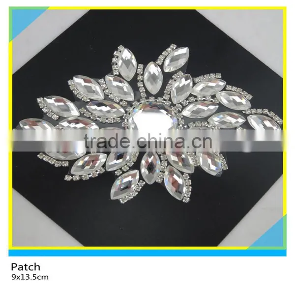 Hotfix Crystal Rhienstone Decals Bling Bling Rhinestone Cup Chain Applique 9x9cm photo-5