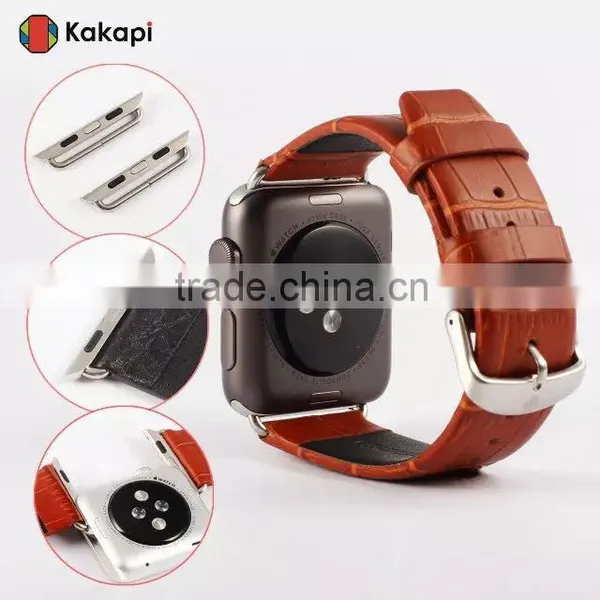 Kakapi Drawing Buckle Genuine Leather Watch Band Wrist Strap With Watchband Converter For 38MM Apple Watch MT-3912 photo-4