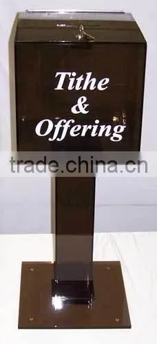 2015 Color Customized Acrylic Standing Donation Boxes With Different Logos photo-3