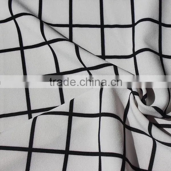 Men's t Shirt Fabric 4 Way Strench Plaid Printed Polyester Lycra Fabric photo-3