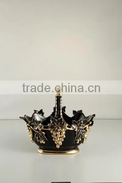 Black Real Gold Grape Antique Ceramic Tissue Box Cover for Home Decoration photo-5