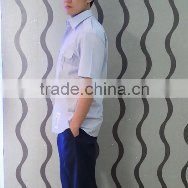 Light Blue Men's Short Sleeve Shirt Army Uniform photo-4