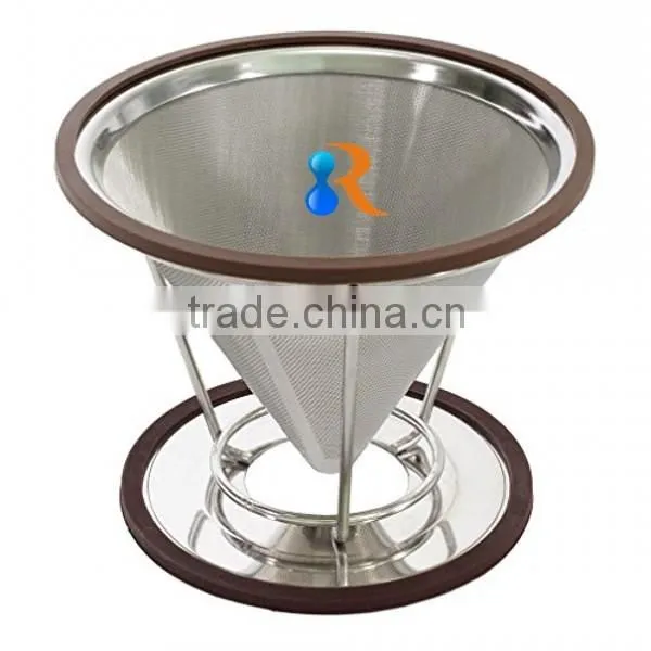 Trade Assurance 18/8 Stainless Steel Reusable Pour Over Cone Filter Drip Coffee Maker photo-2
