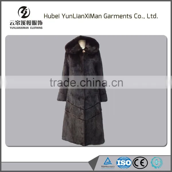 2015 Hot Sale New Arrival Woman Long Natural Mink Fur Coat for Women
