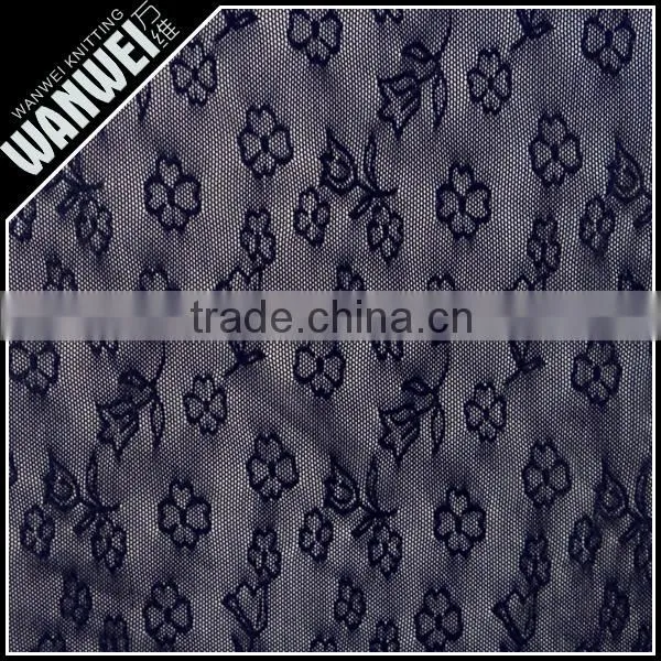 Small Plum Blossom Black Elastic Bright Nylon Spandex Hollow Lace Fabric for Spring and Summer Dress 4419