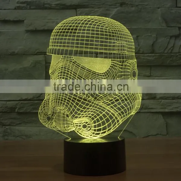 White Knight Shape USB + Battery Operated 3d Acrylic Illusion 7 Color Changing Night Light for Children Led Magnetic Lamp photo-2