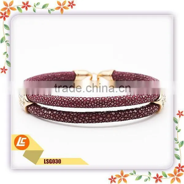 New Fashion Leather Bracelet Jewelry in Real Stingray Fish Leather for Wholesale