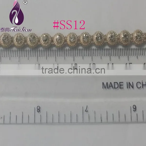 Gold UV Electroplating Diamond Trimming. Crystal Rhinestone BandingSS12 Rhinestone Banding . Wholesale photo-3