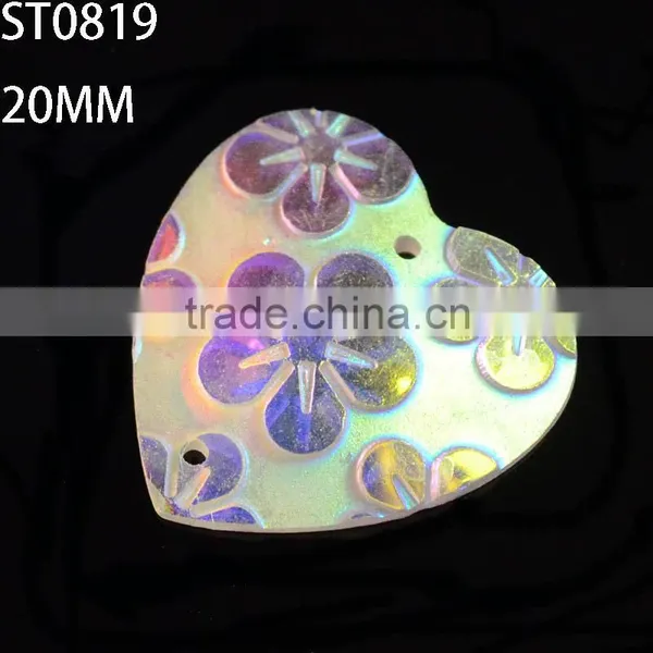 Jewelry Gemstone Beads ,20mm Sew On Rhinestone Heart Shape Rhinestone photo-2