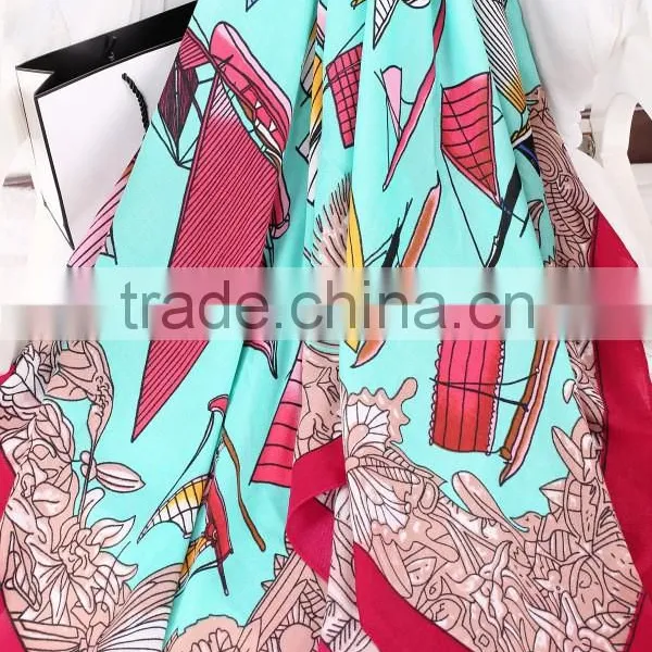 Beautiful New Design Polyester Printed Lady Fashion Scarf Silk photo-4