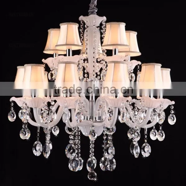 Replica White Crystal Chandelier Lighting Glass Lamp Shade Fabric photo-2