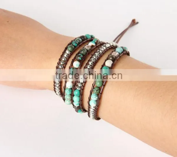 Pure Natural Turquoise Paragraphs Female Winding Bracelet for Men and Women Lovers in Tibet photo-4