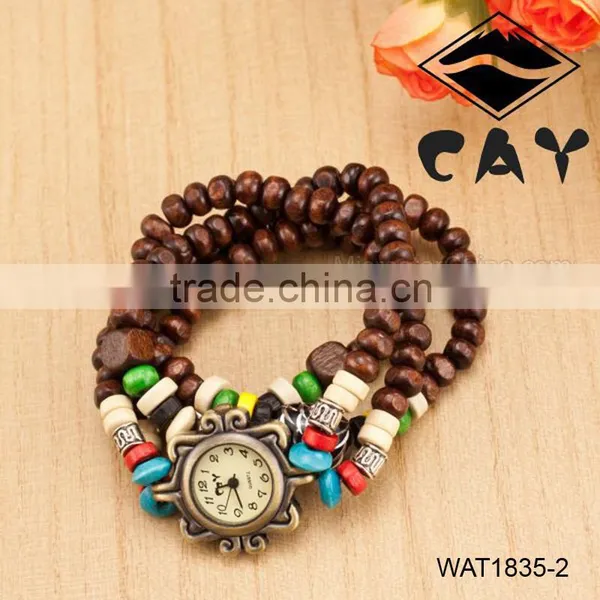 Custom Buddha Wood Beads Moon Bracelet Wristwatch photo-3