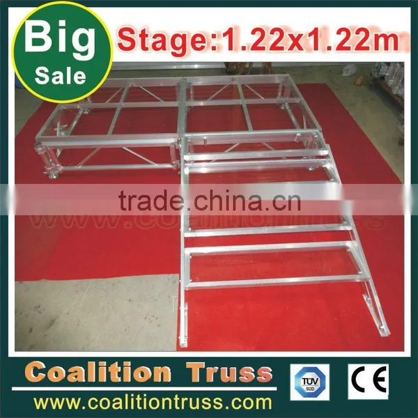 1.22x1.22m Outdoor Movable Assembly Glass Aluminum Stage